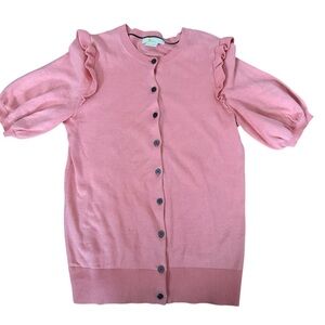 Boden Pink Ruffle Sleeve Cardigan